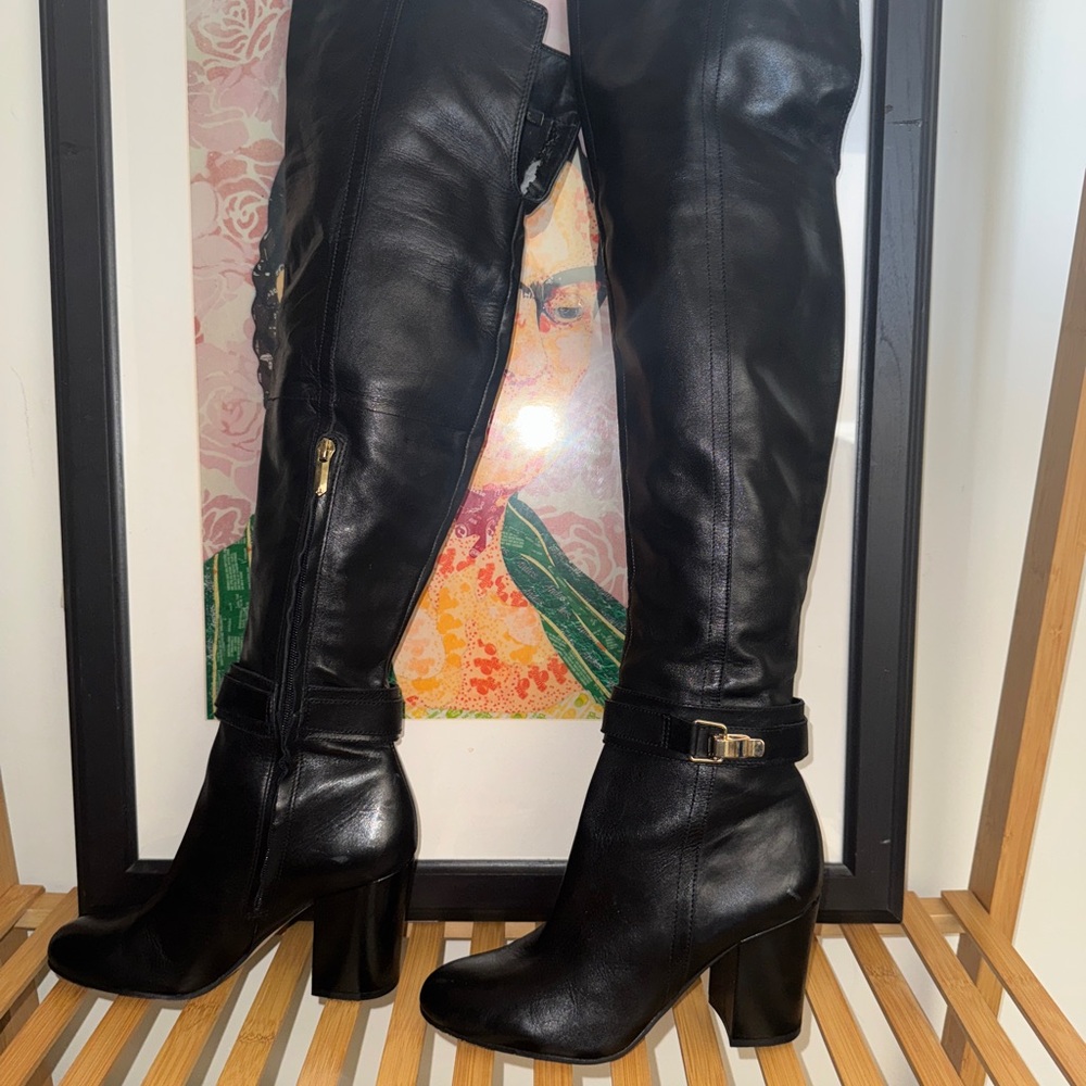 Sam Edelman Black Over the Knee Boots with Chunky Heel